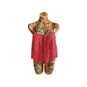 En Creme top sleeveless crop red black small